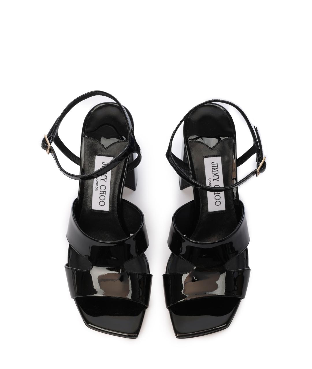 JIMMY CHOO Черные кожаные босоножки, фото 4