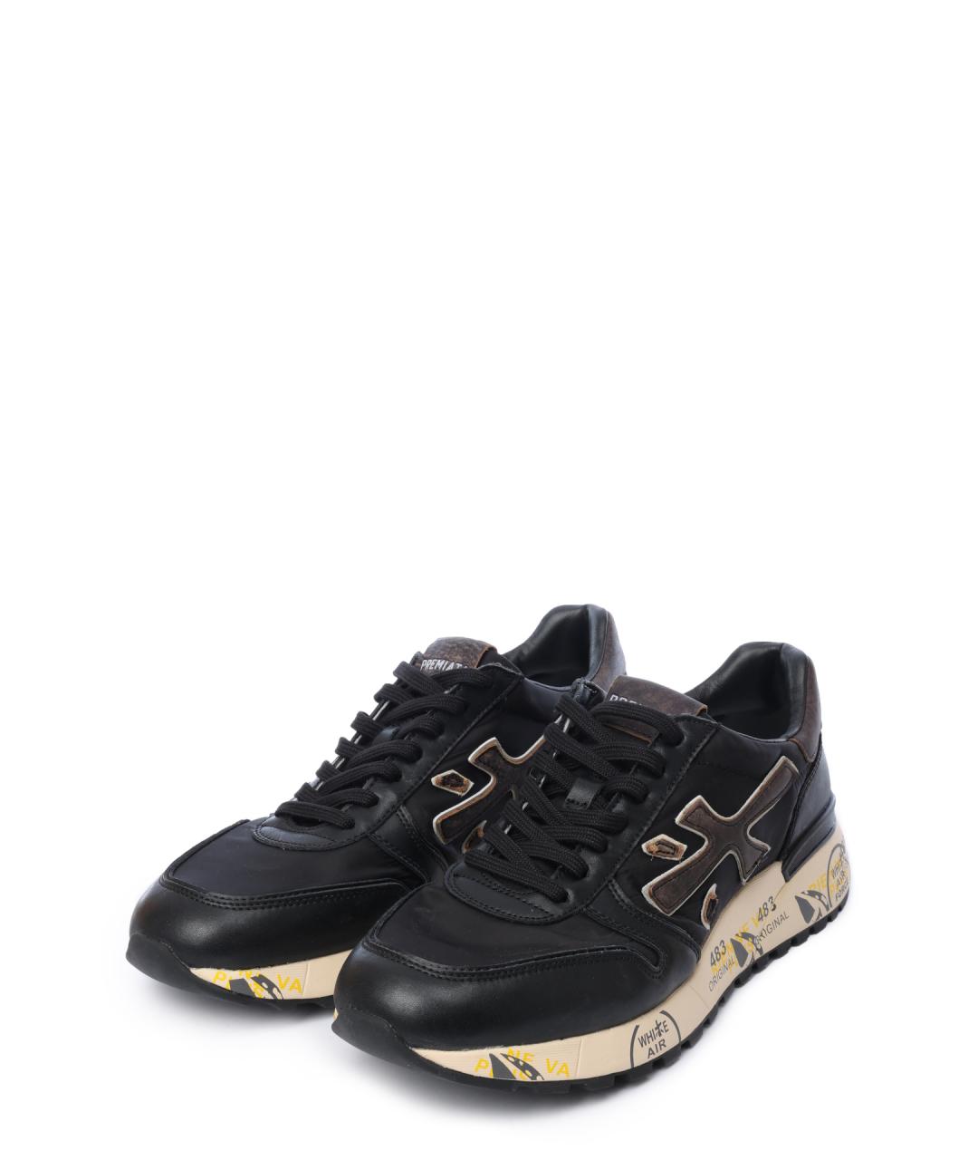 PREMIATA Черные кожаные низкие кроссовки / кеды, фото 2