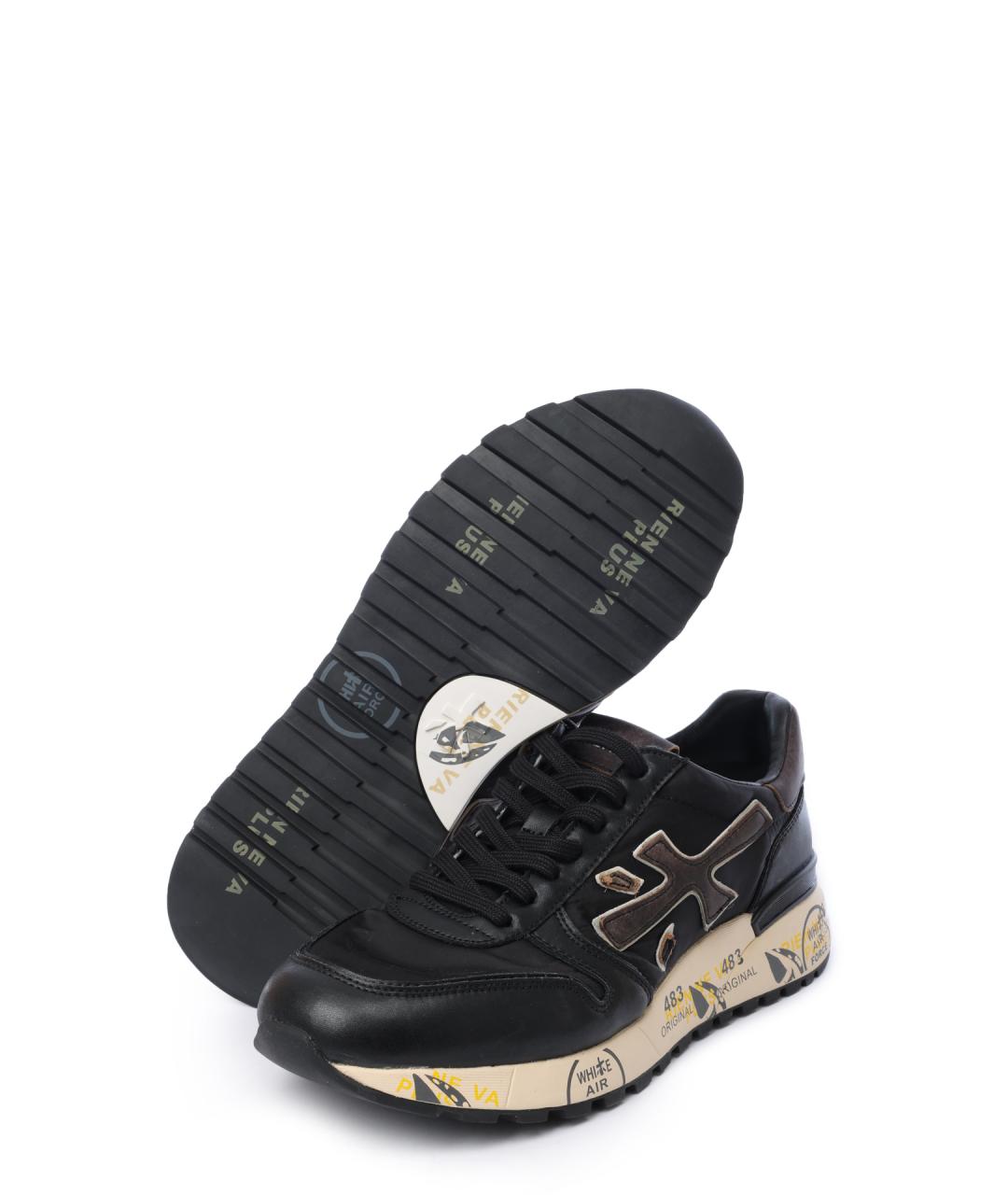 PREMIATA Черные кожаные низкие кроссовки / кеды, фото 4