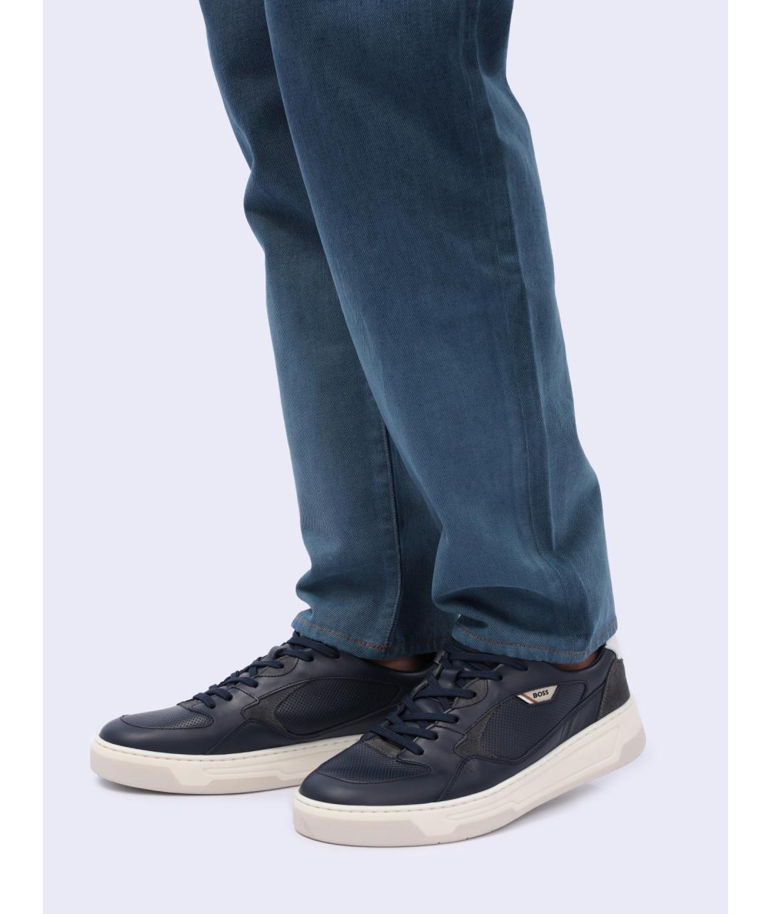HUGO BOSS Синие кожаные низкие кроссовки / кеды, фото 7