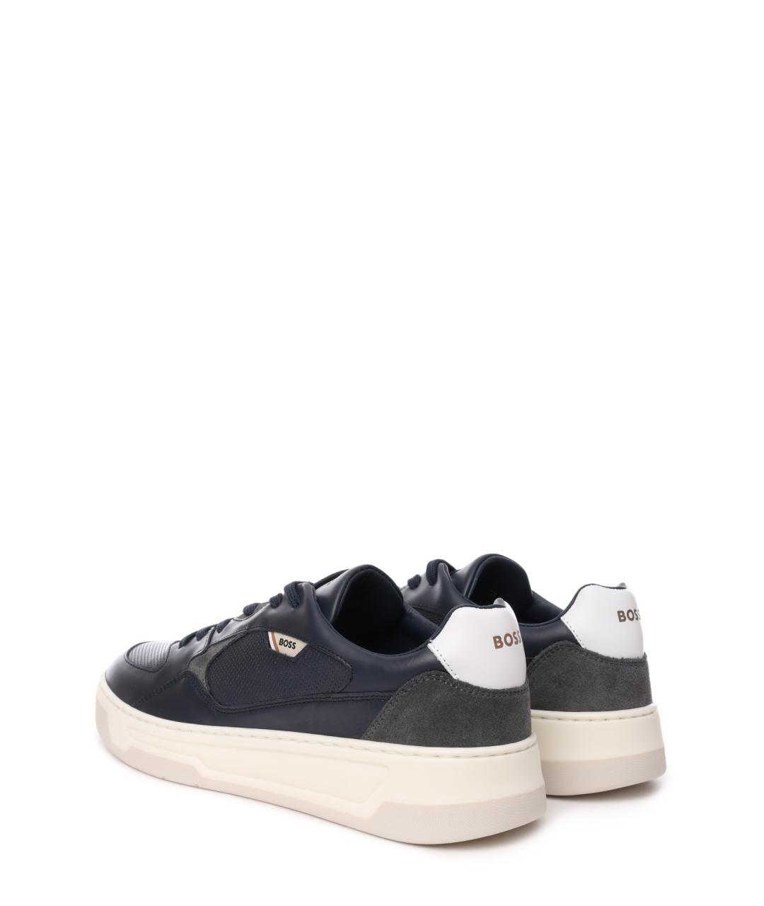 HUGO BOSS Синие кожаные низкие кроссовки / кеды, фото 3