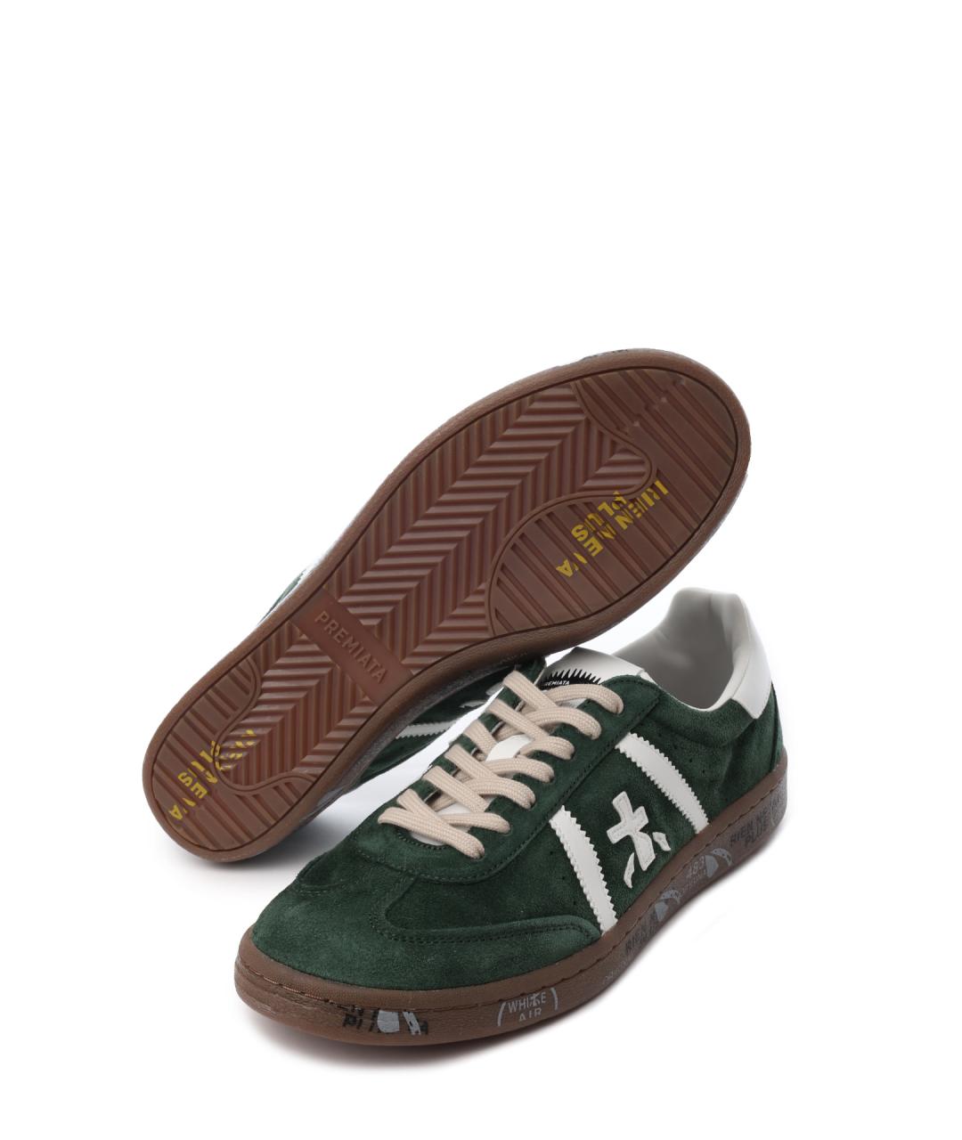 PREMIATA Зеленые замшевые низкие кроссовки / кеды, фото 4
