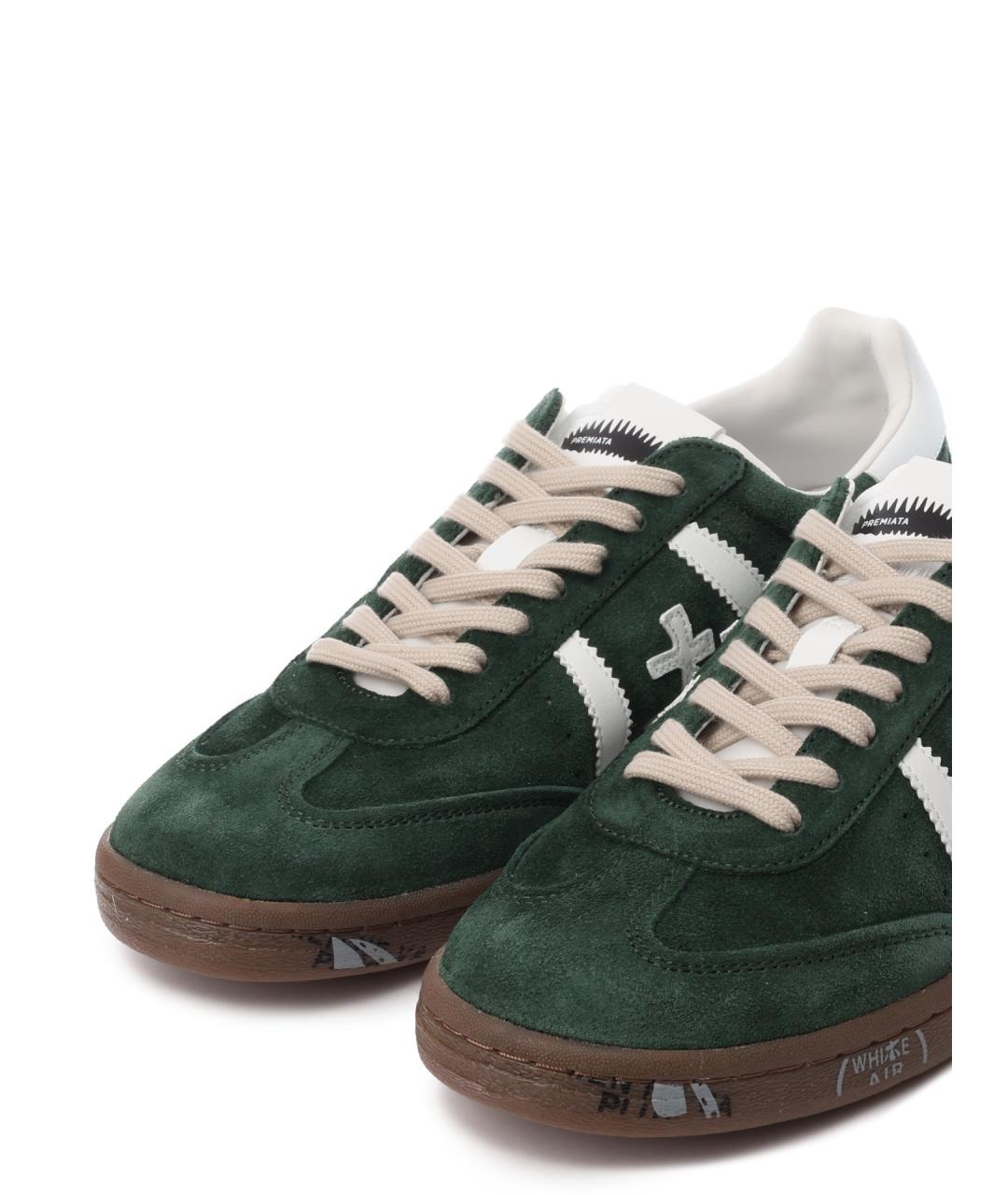 PREMIATA Зеленые замшевые низкие кроссовки / кеды, фото 6