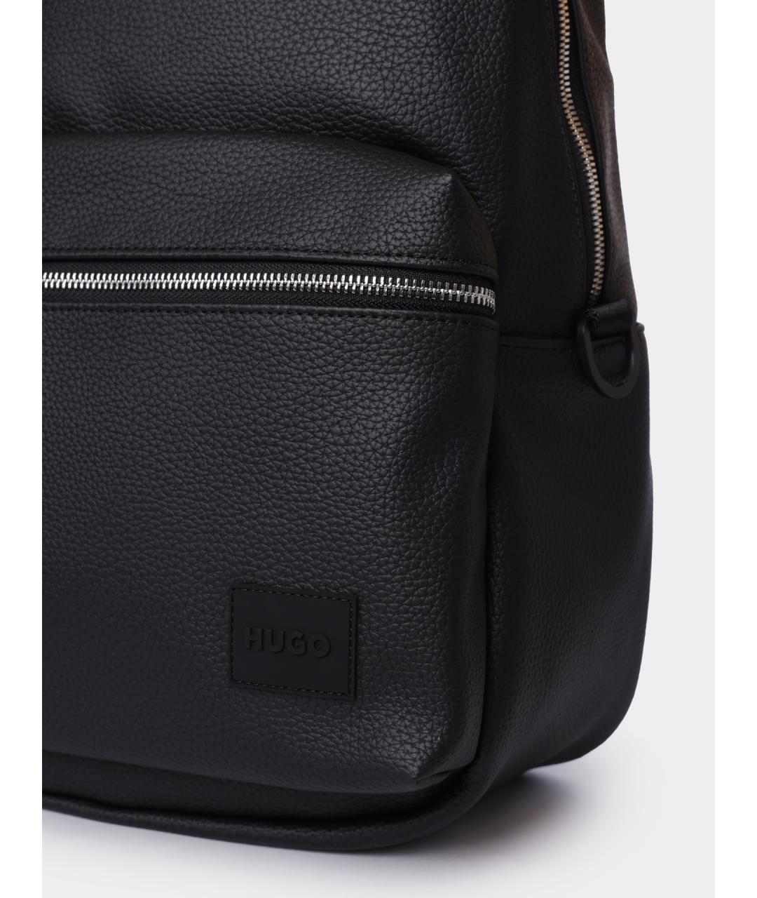 HUGO Черный кожаный рюкзак, фото 3