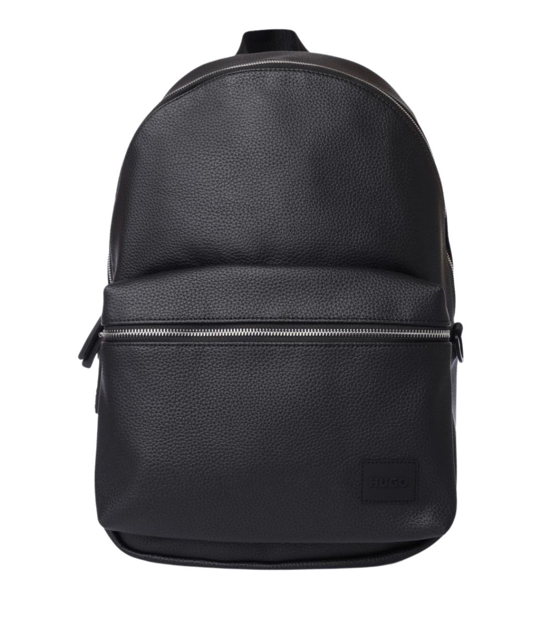 HUGO Черный кожаный рюкзак, фото 1