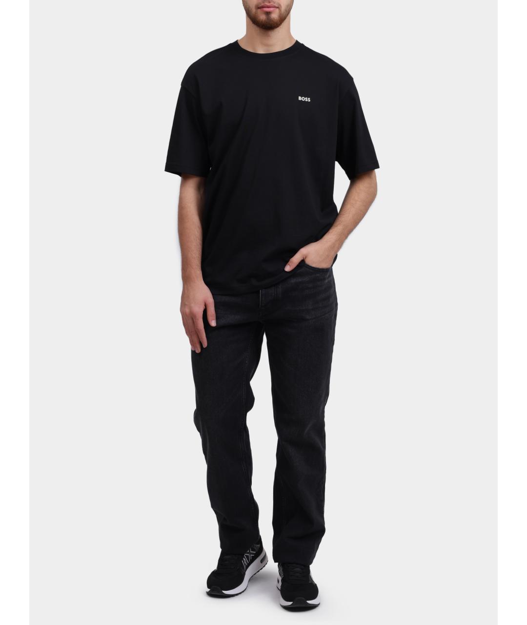 HUGO BOSS Черная хлопковая футболка, фото 2