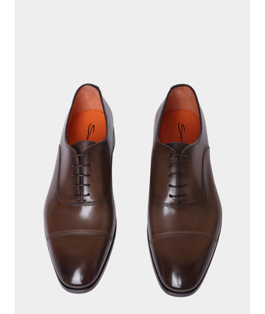 SANTONI Коричневые кожаные туфли, фото 5