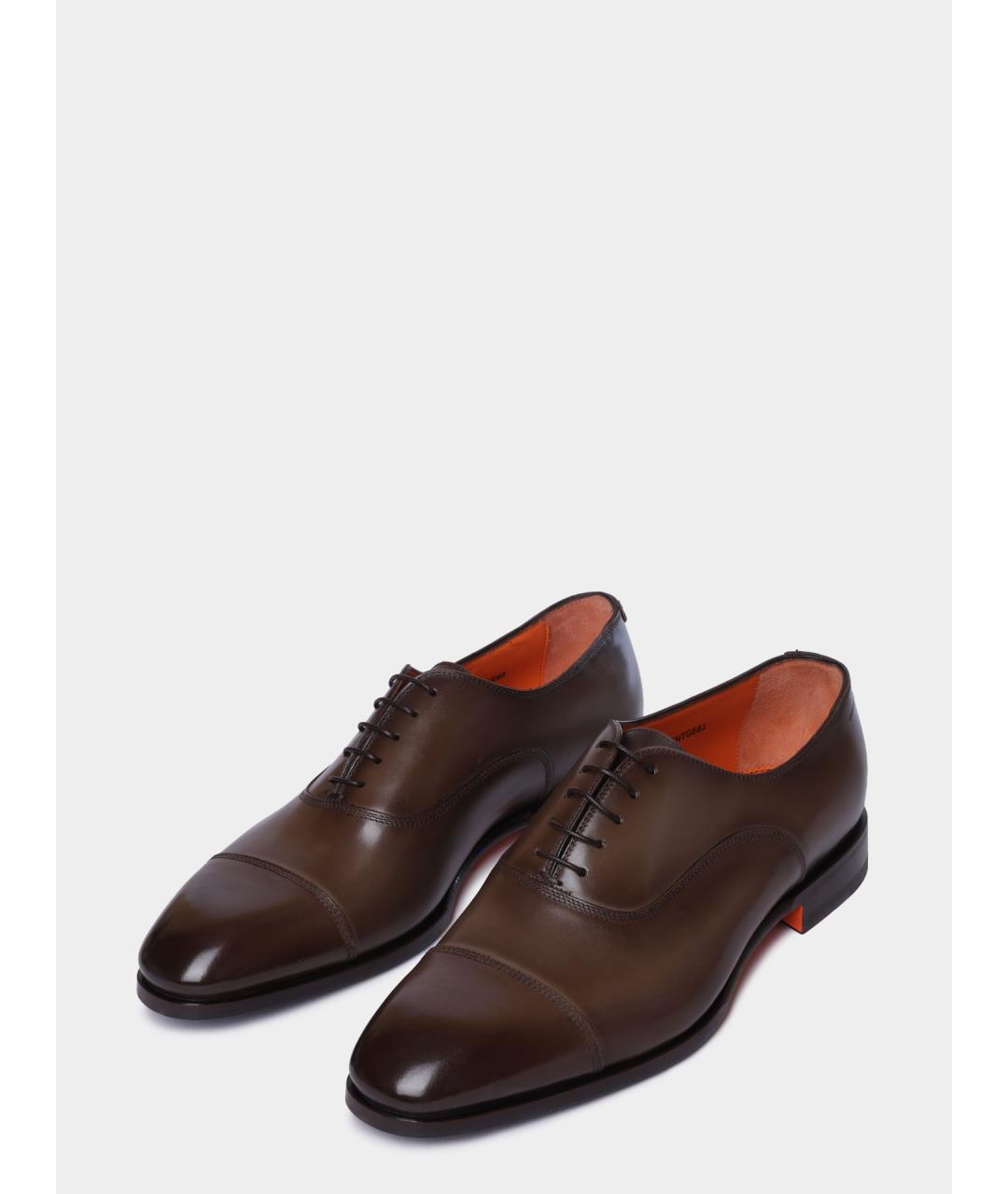 SANTONI Коричневые кожаные туфли, фото 2