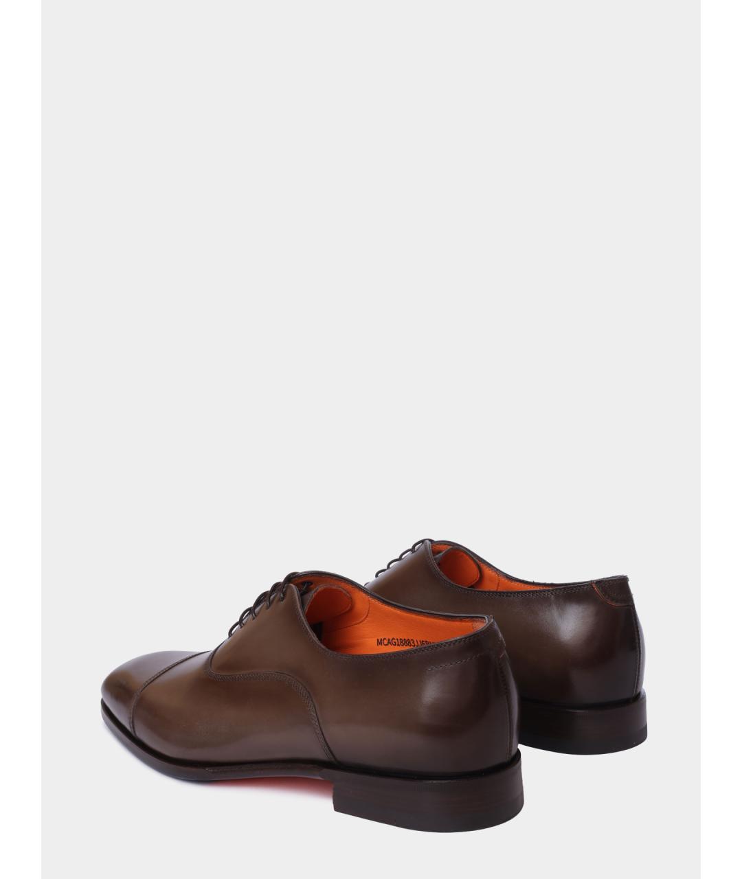 SANTONI Коричневые кожаные туфли, фото 6