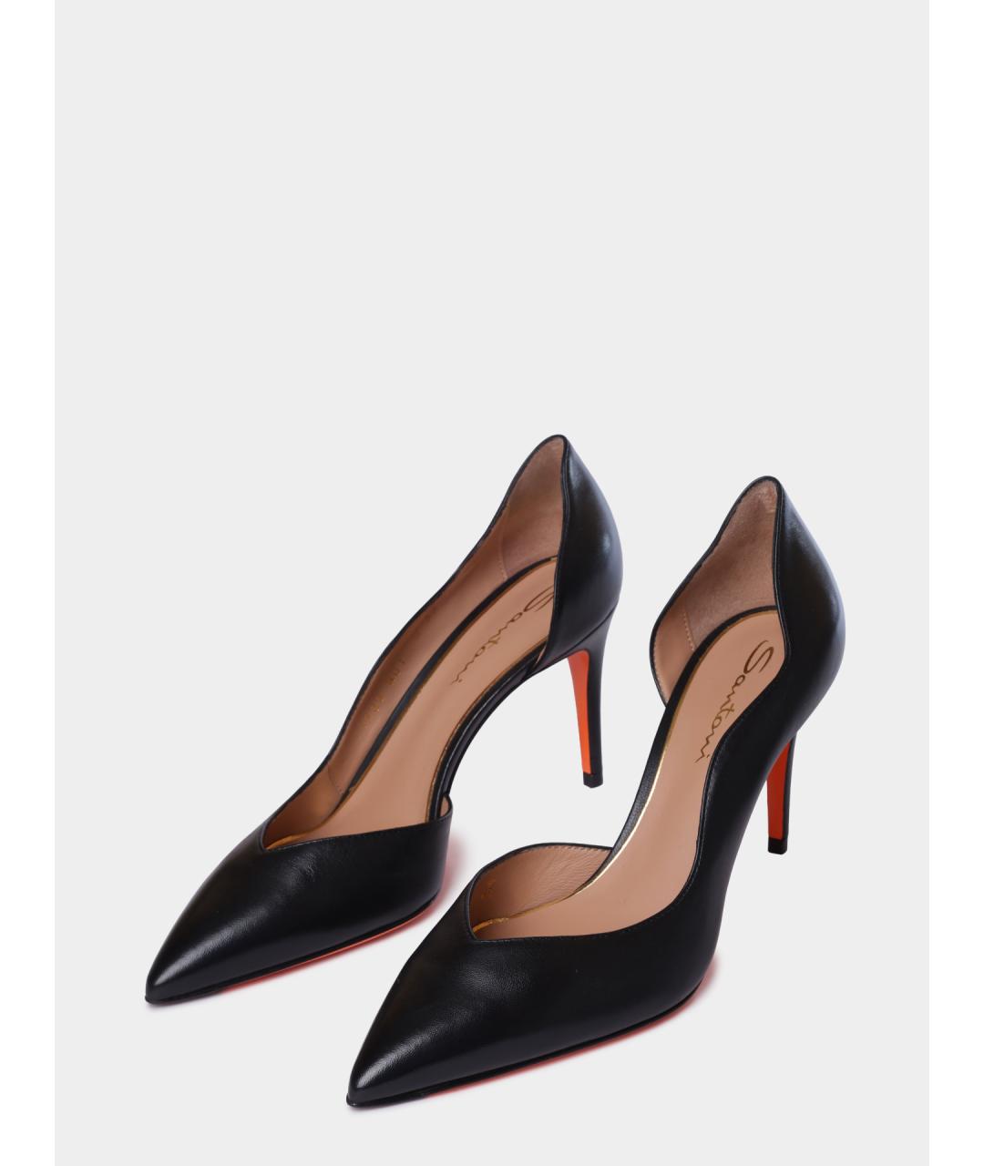 SANTONI Черные кожаные туфли, фото 2