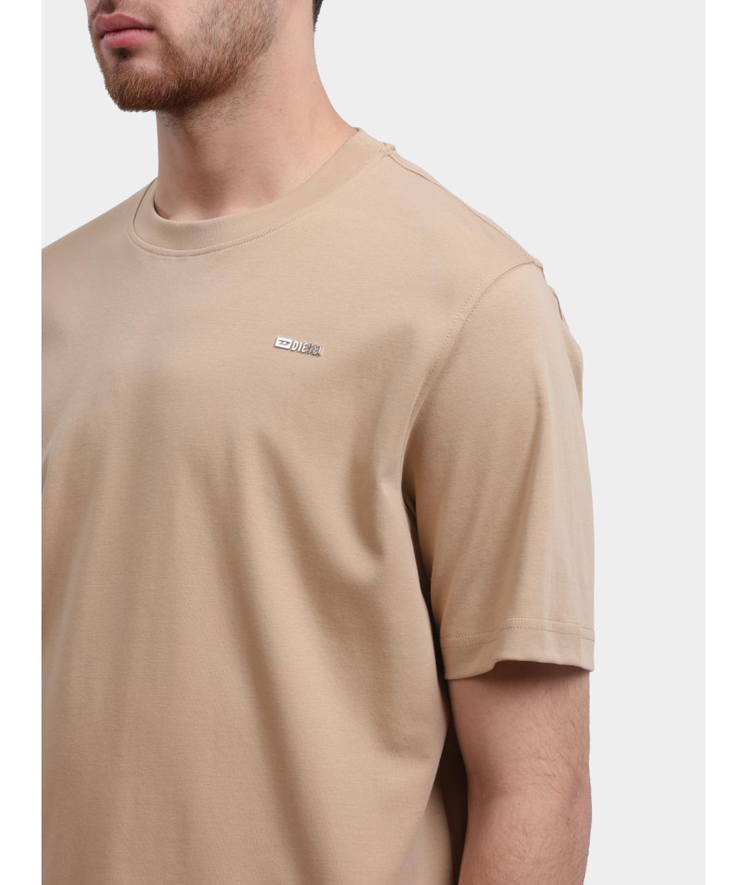 DIESEL Коричневая хлопковая футболка, фото 4