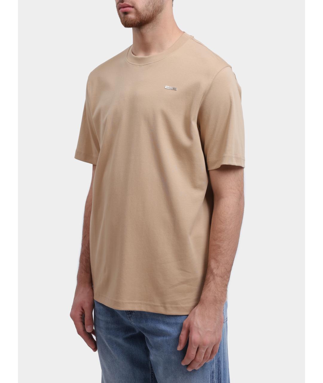 DIESEL Коричневая хлопковая футболка, фото 3