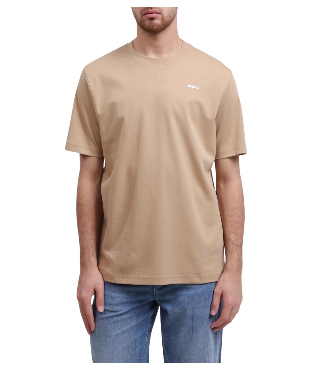 DIESEL Коричневая хлопковая футболка, фото 1