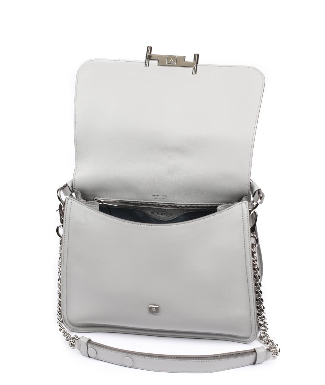 TOD'S Серая кожаная сумка через плечо, фото 4