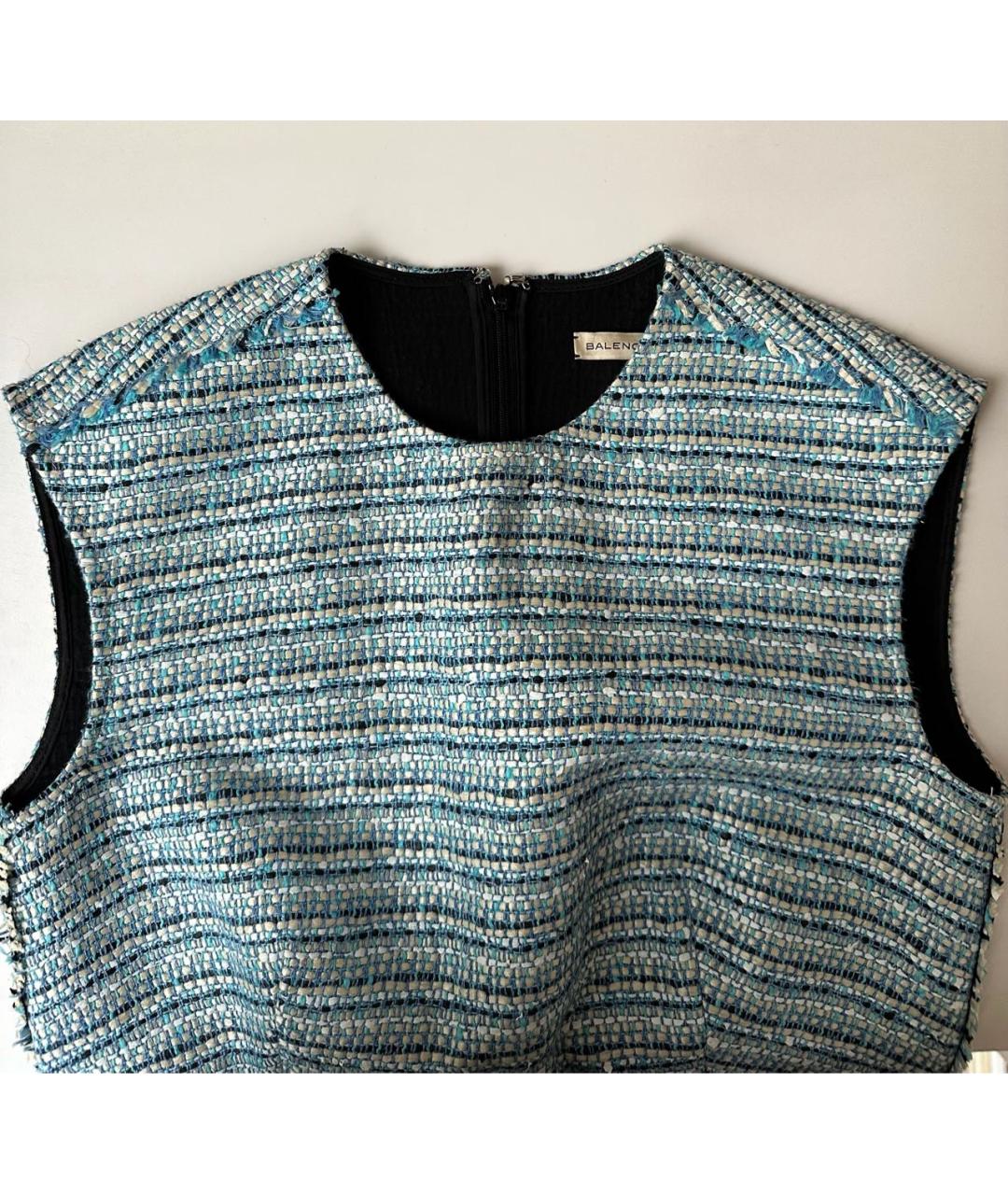 BALENCIAGA Голубое ацетатное повседневное платье, фото 4