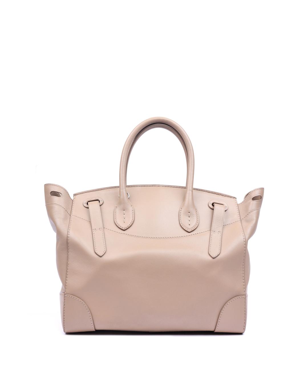 RALPH LAUREN Бежевая кожаная сумка тоут, фото 2