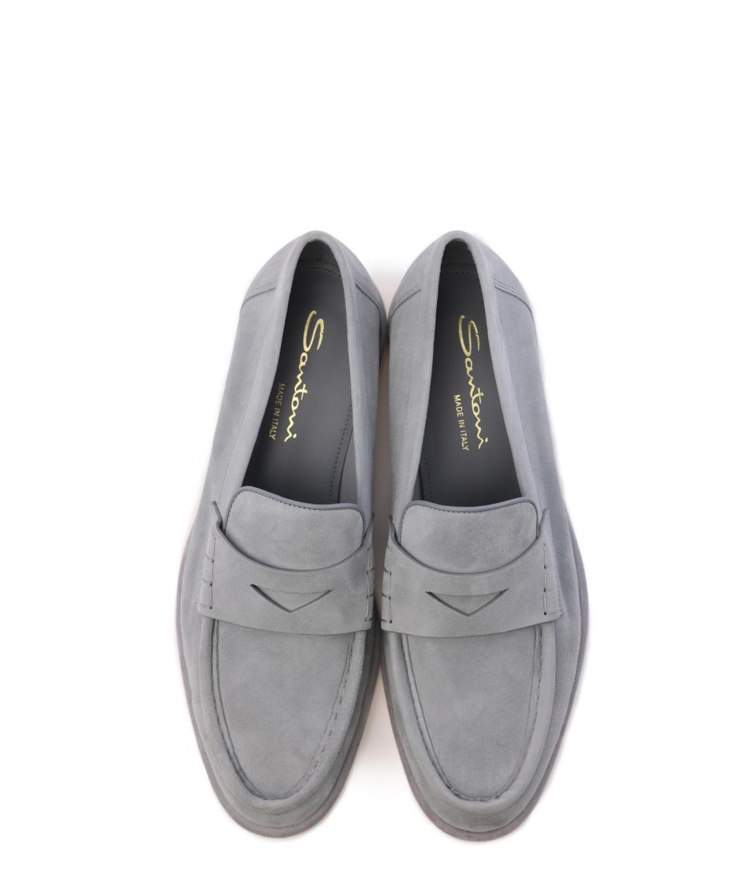 SANTONI Серые замшевые лоферы, фото 4