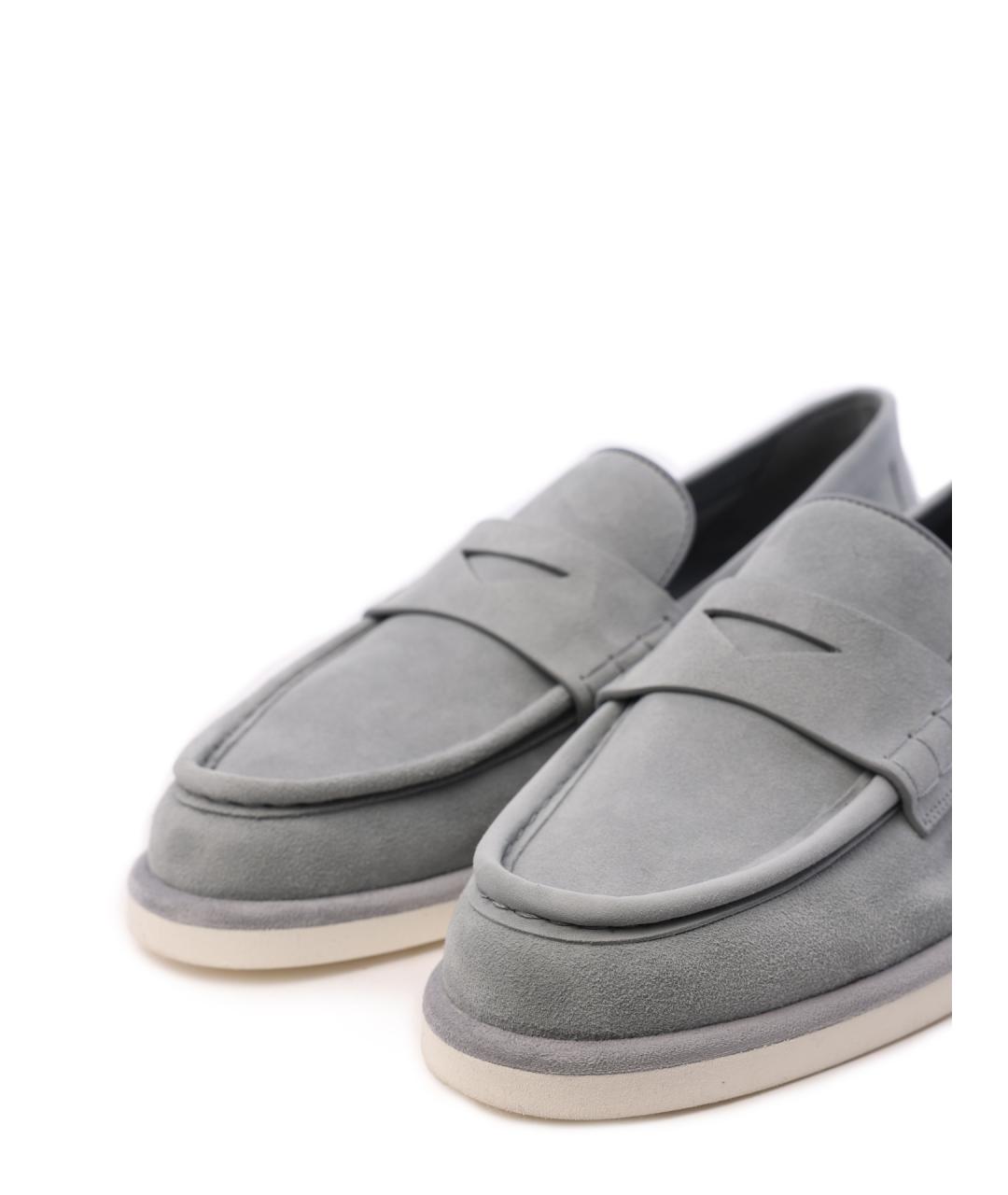 SANTONI Серые замшевые лоферы, фото 5