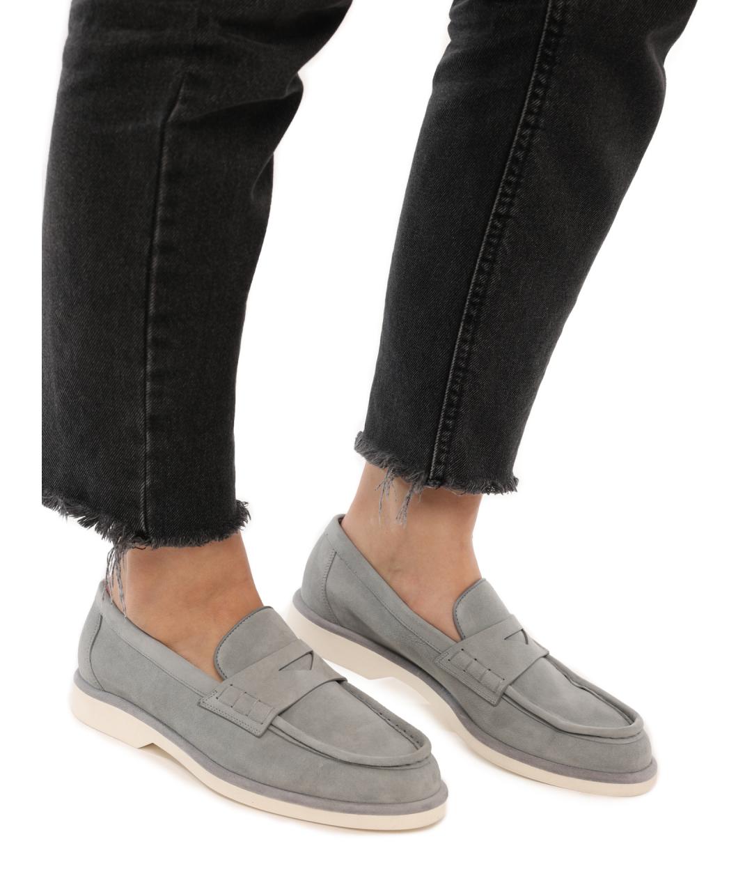 SANTONI Серые замшевые лоферы, фото 7