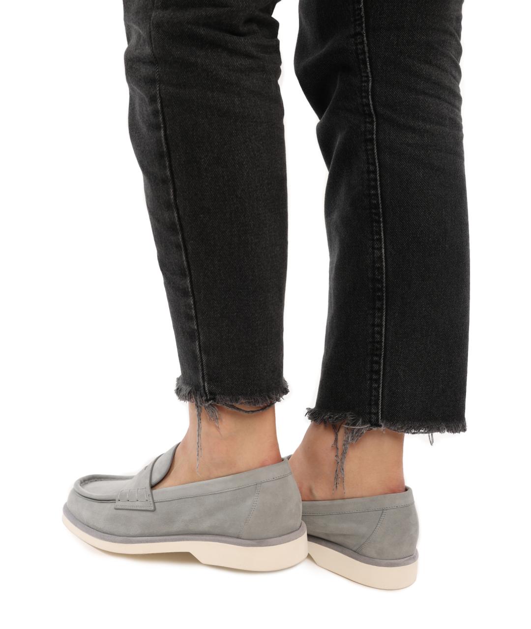 SANTONI Серые замшевые лоферы, фото 6