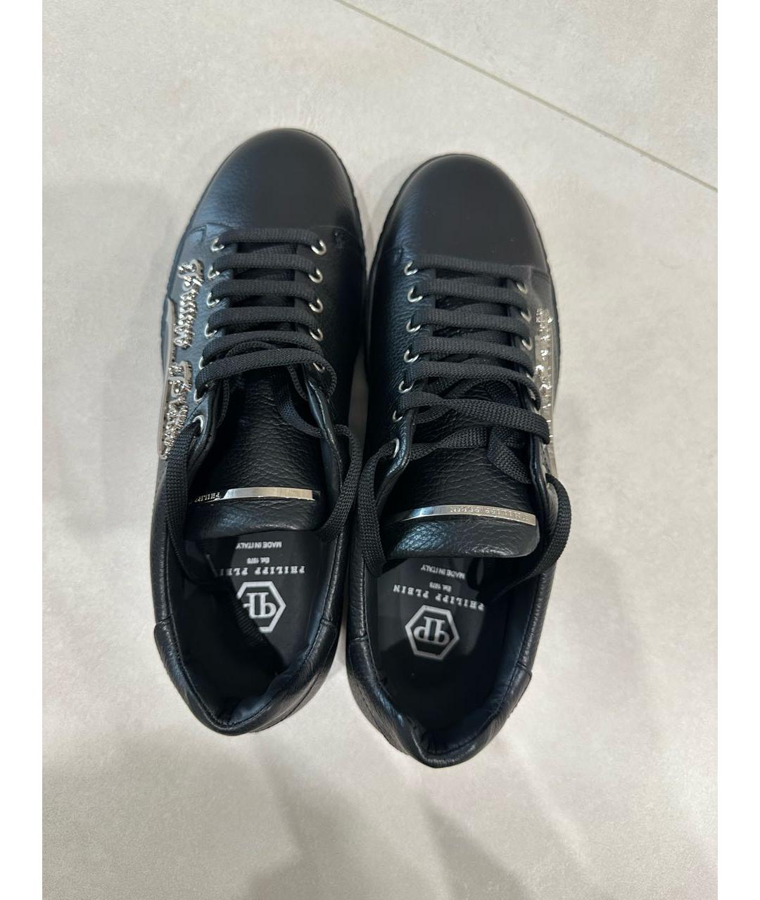 PHILIPP PLEIN Черные кожаные низкие ботинки, фото 3