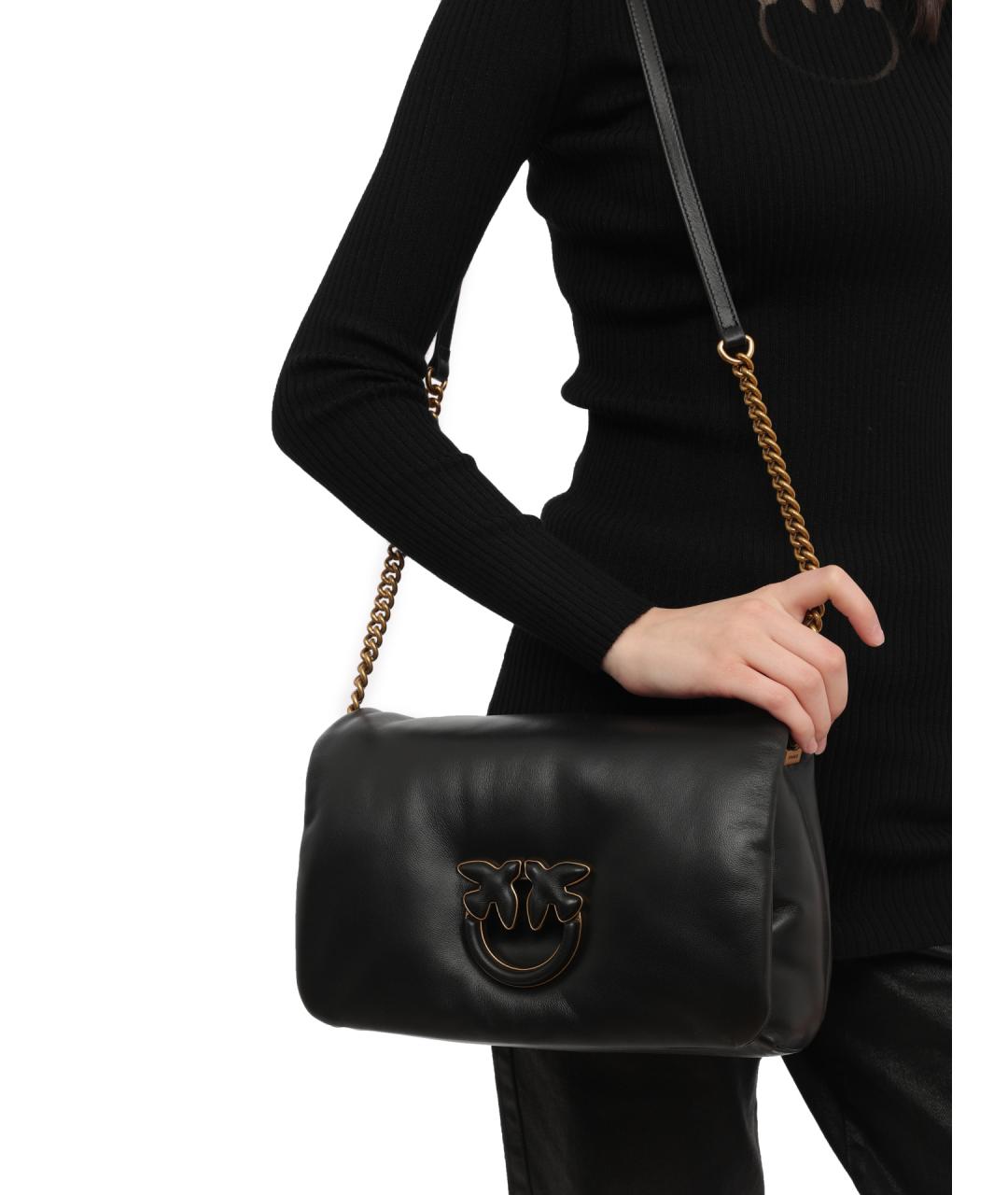 PINKO Черная кожаная сумка через плечо, фото 2