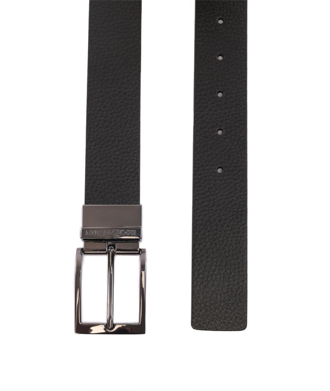 EMPORIO ARMANI Черный кожаный ремень, фото 2