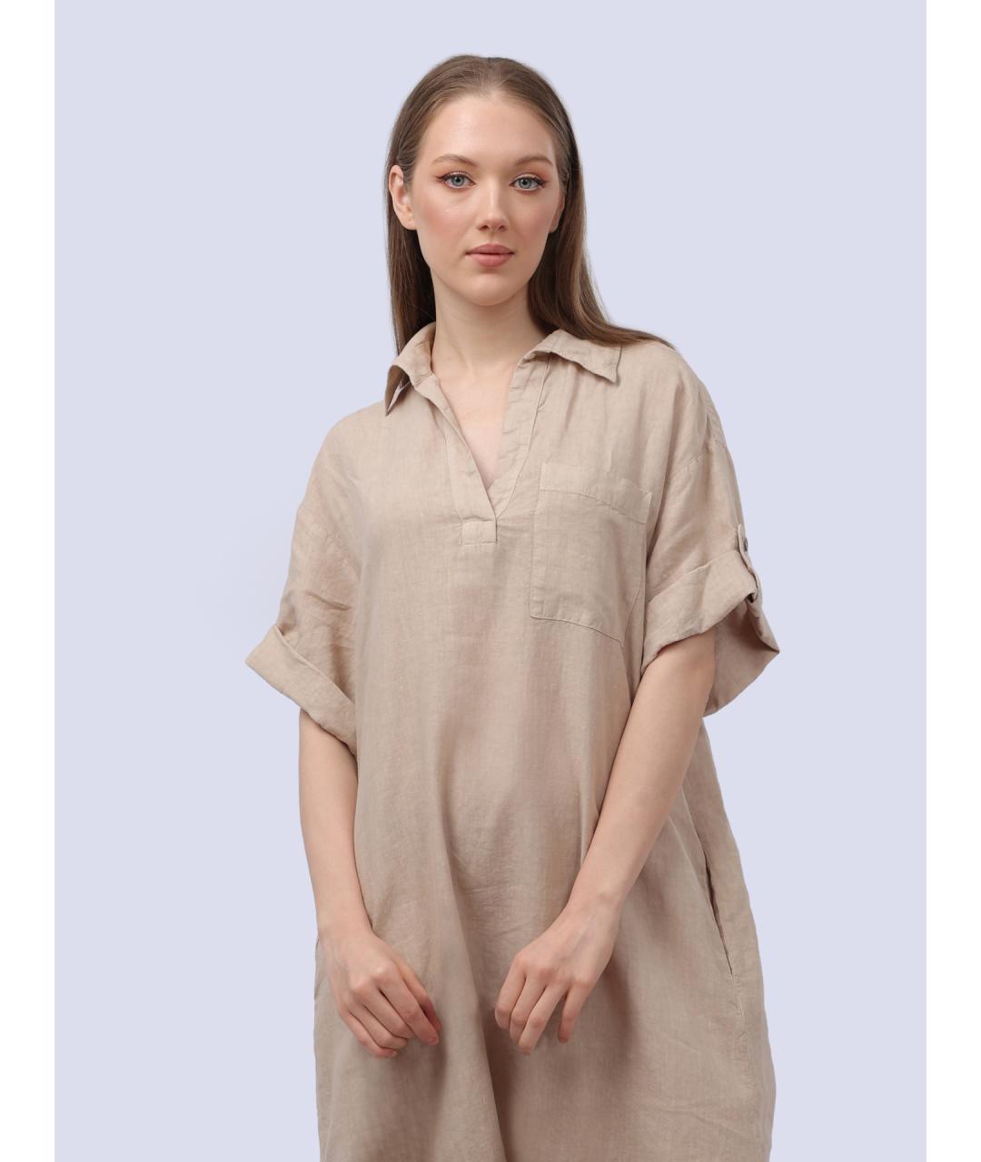 PESERICO Бежевое повседневное платье, фото 4