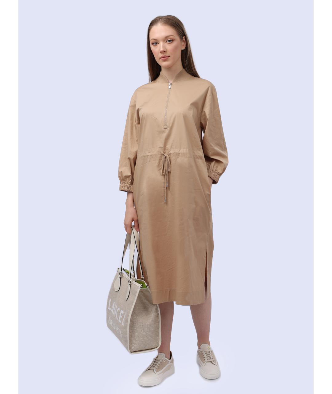 PESERICO Бежевое повседневное платье, фото 7
