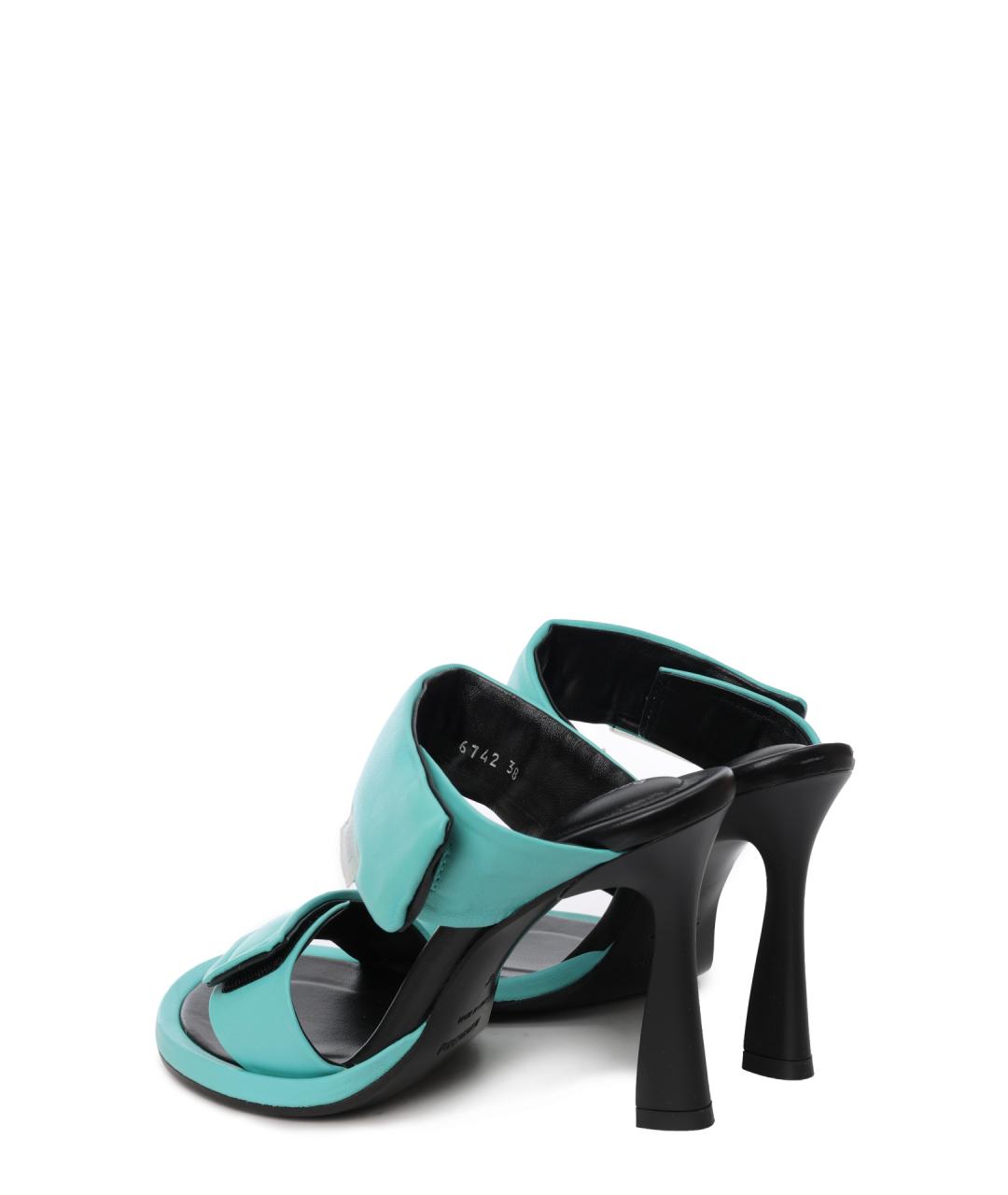 PREMIATA Бирюзовые кожаные мюли, фото 3