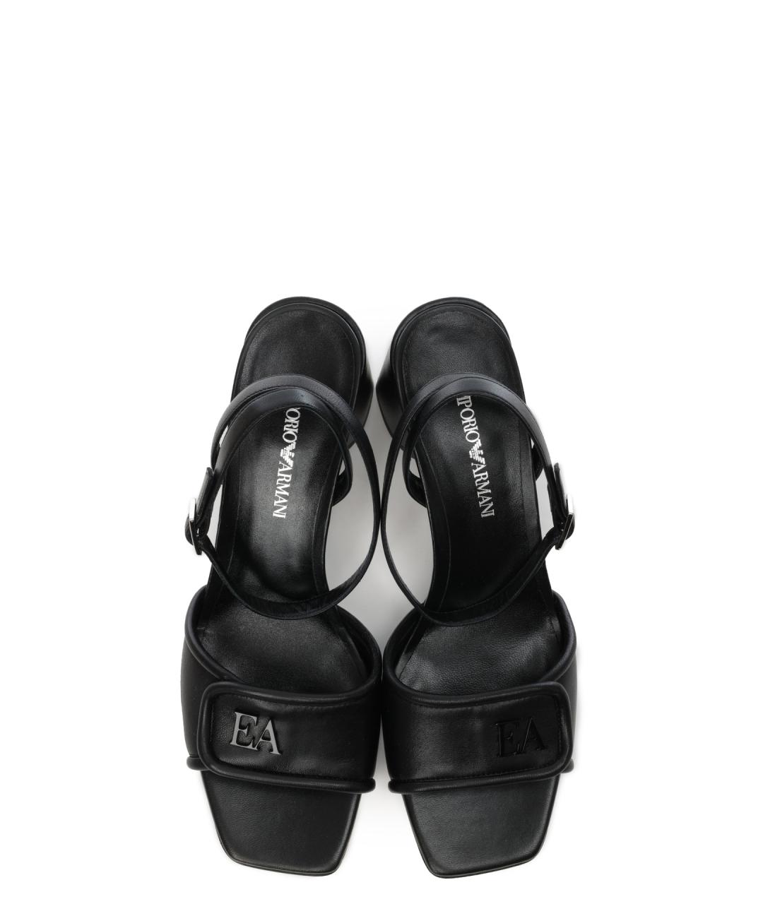 EMPORIO ARMANI Черные кожаные босоножки, фото 5