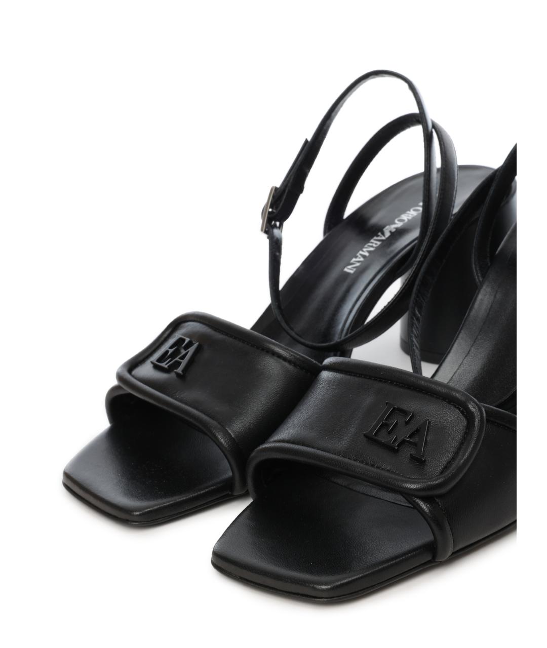 EMPORIO ARMANI Черные кожаные босоножки, фото 6