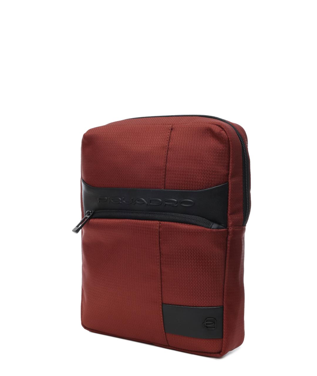 PIQUADRO Бордовая тканевая сумка на плечо, фото 2