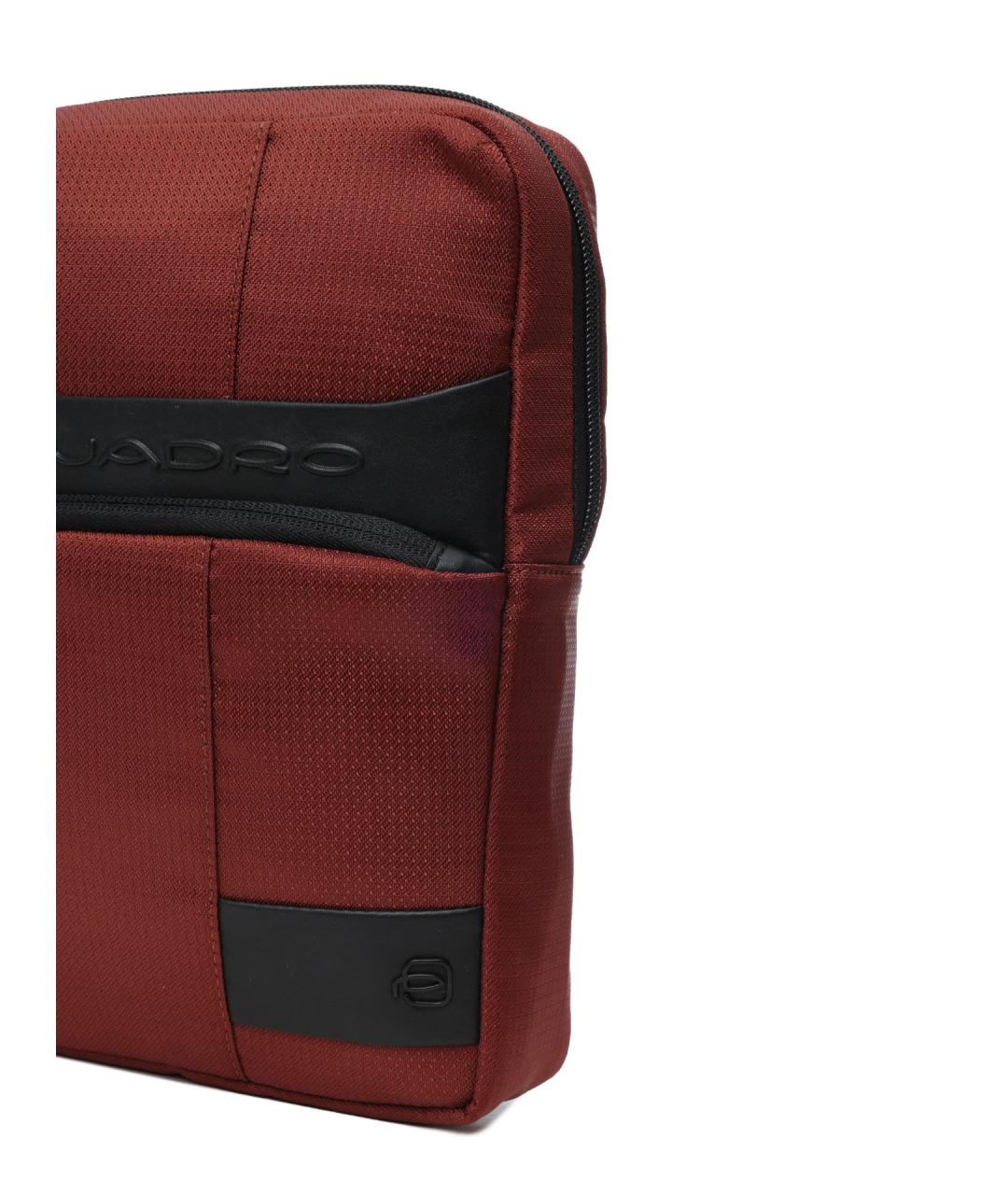 PIQUADRO Бордовая тканевая сумка на плечо, фото 4