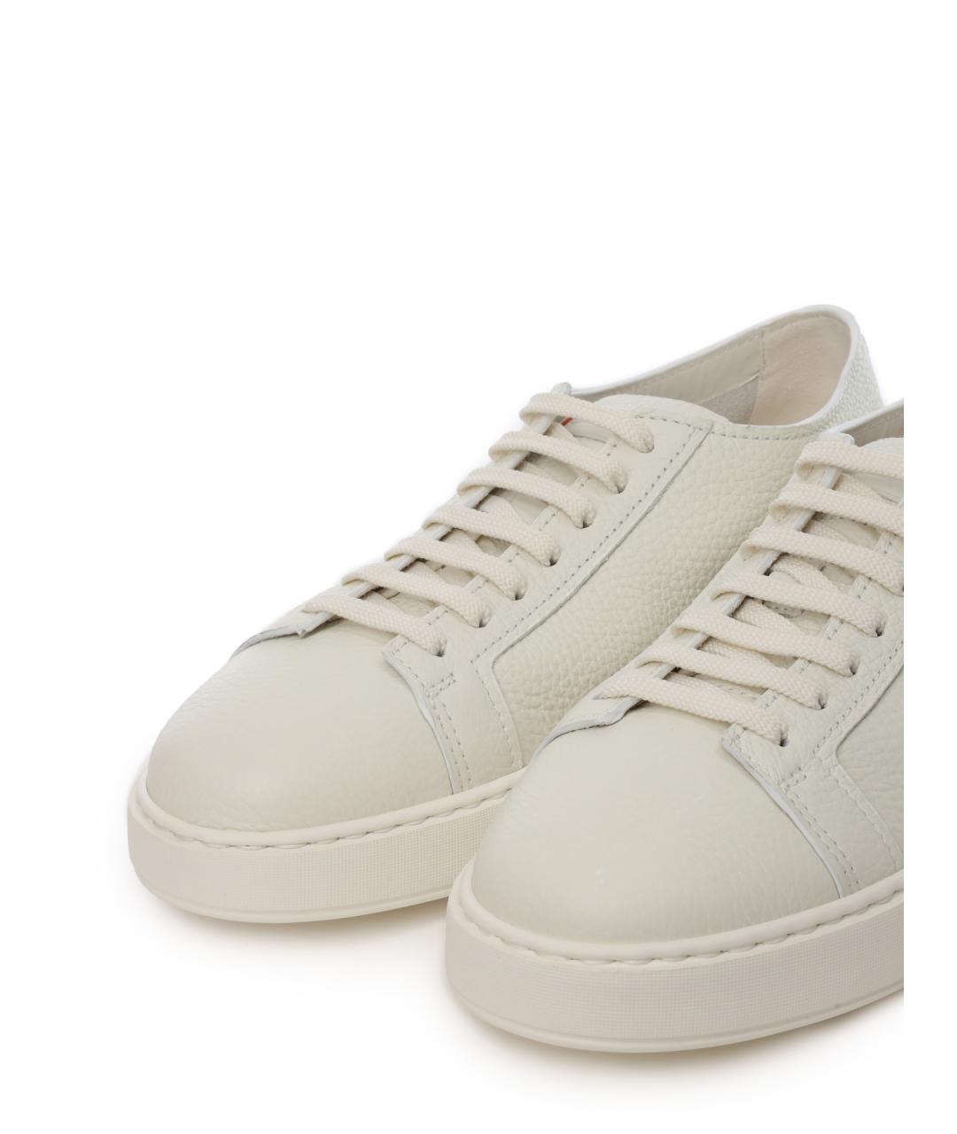 SANTONI Белые кожаные низкие кроссовки / кеды, фото 6