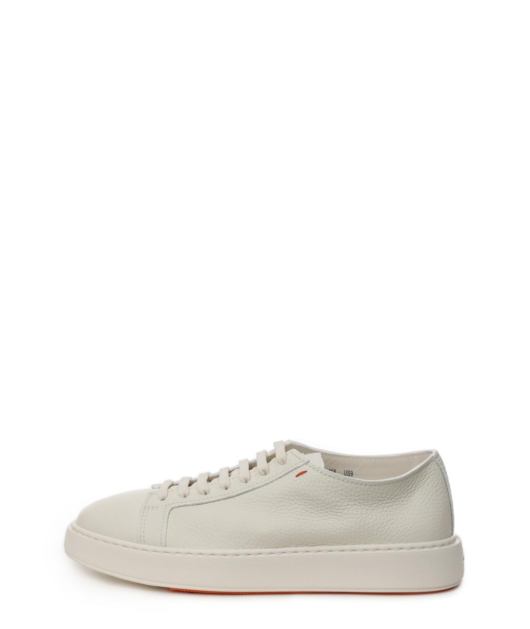 SANTONI Белые кожаные низкие кроссовки / кеды, фото 7