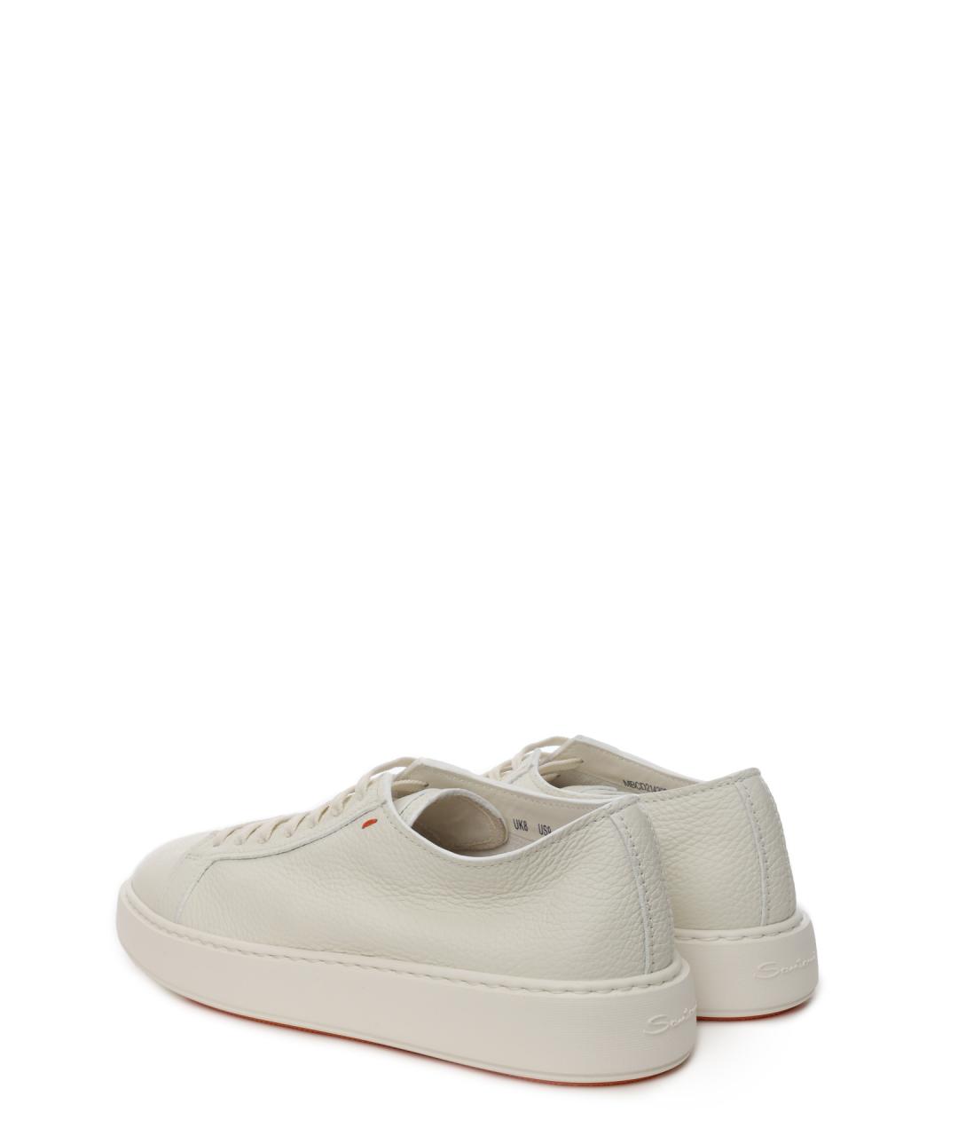 SANTONI Белые кожаные низкие кроссовки / кеды, фото 3