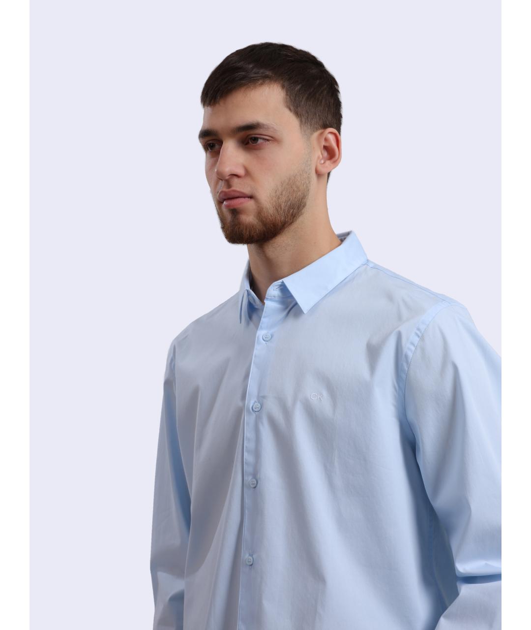 CALVIN KLEIN Голубая хлопковая кэжуал рубашка, фото 4