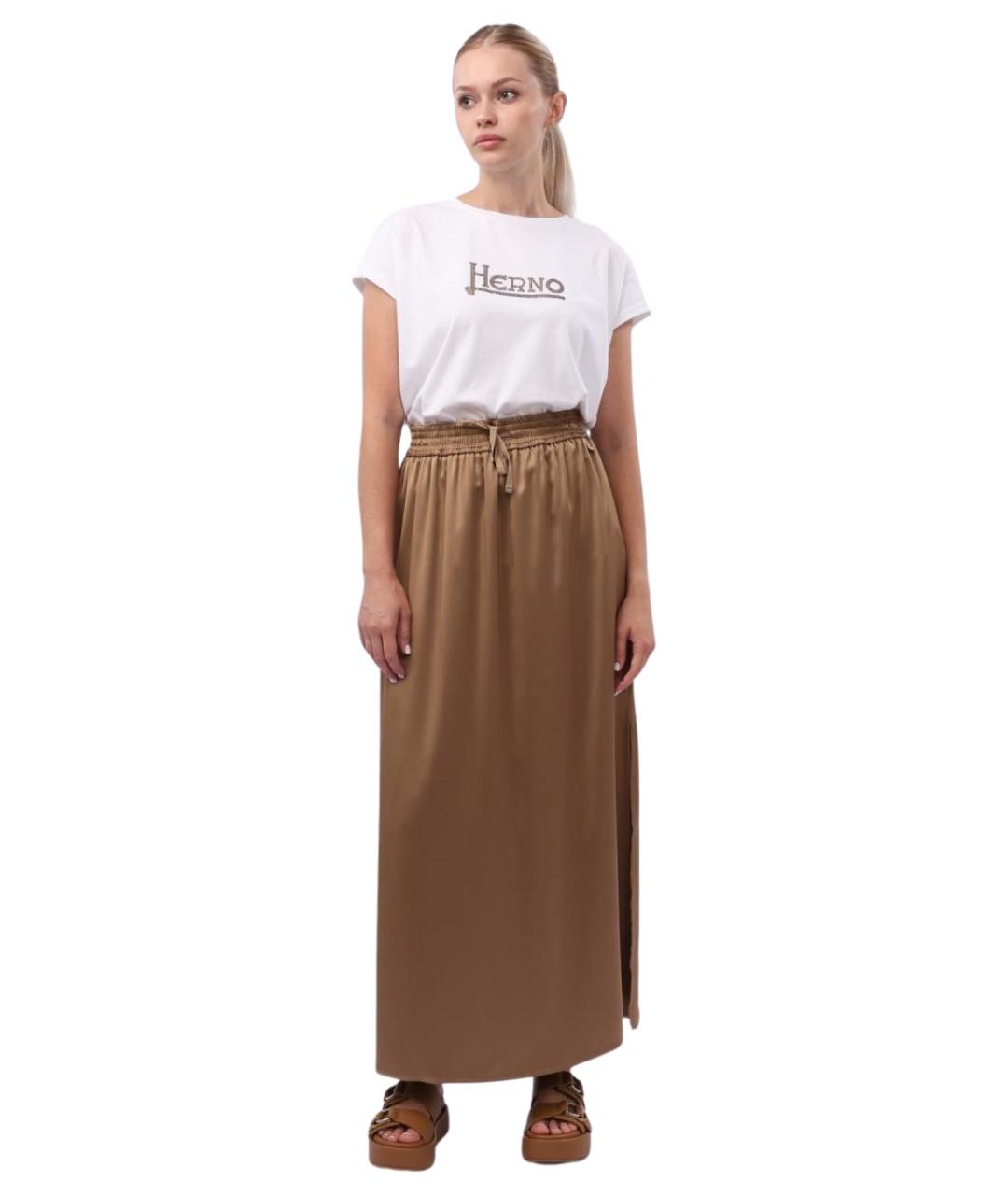 HERNO Коричневая юбка макси, фото 1