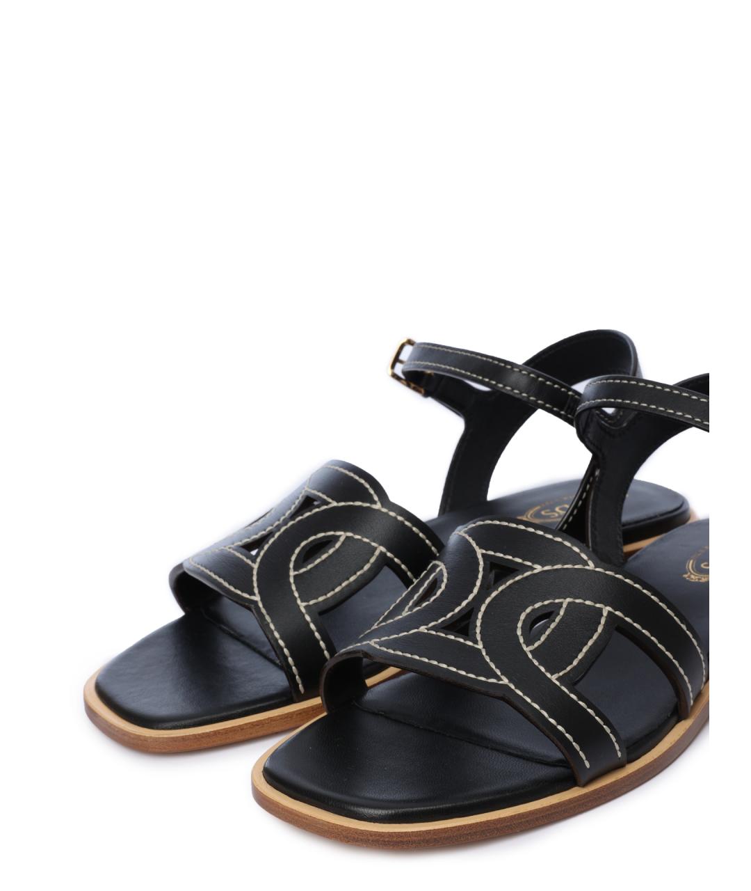 TOD'S Черные кожаные сандалии, фото 5