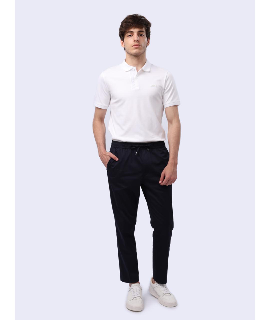 CALVIN KLEIN Темно-синие хлопковые повседневные брюки, фото 2