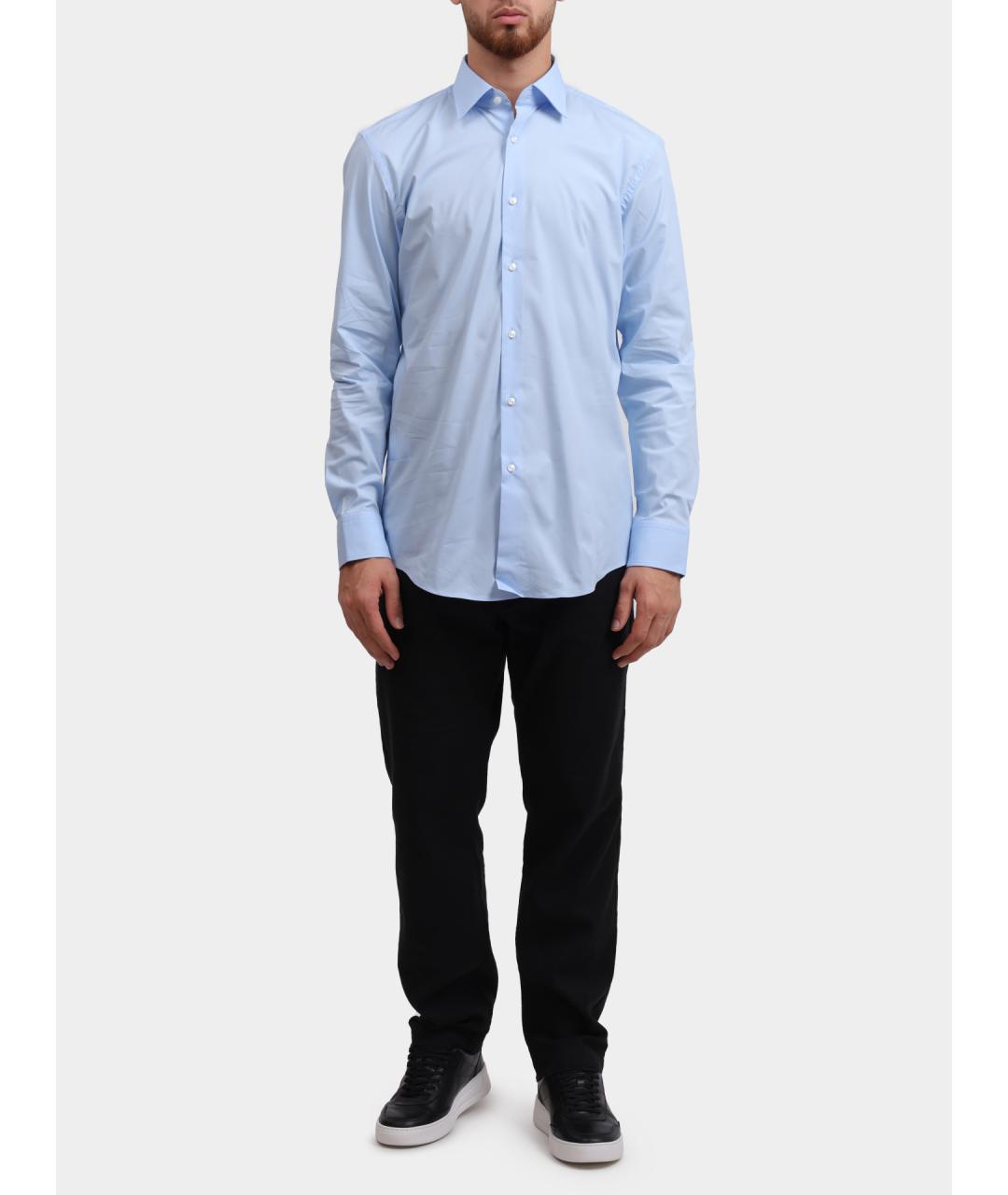 HUGO BOSS Голубая хлопковая кэжуал рубашка, фото 2