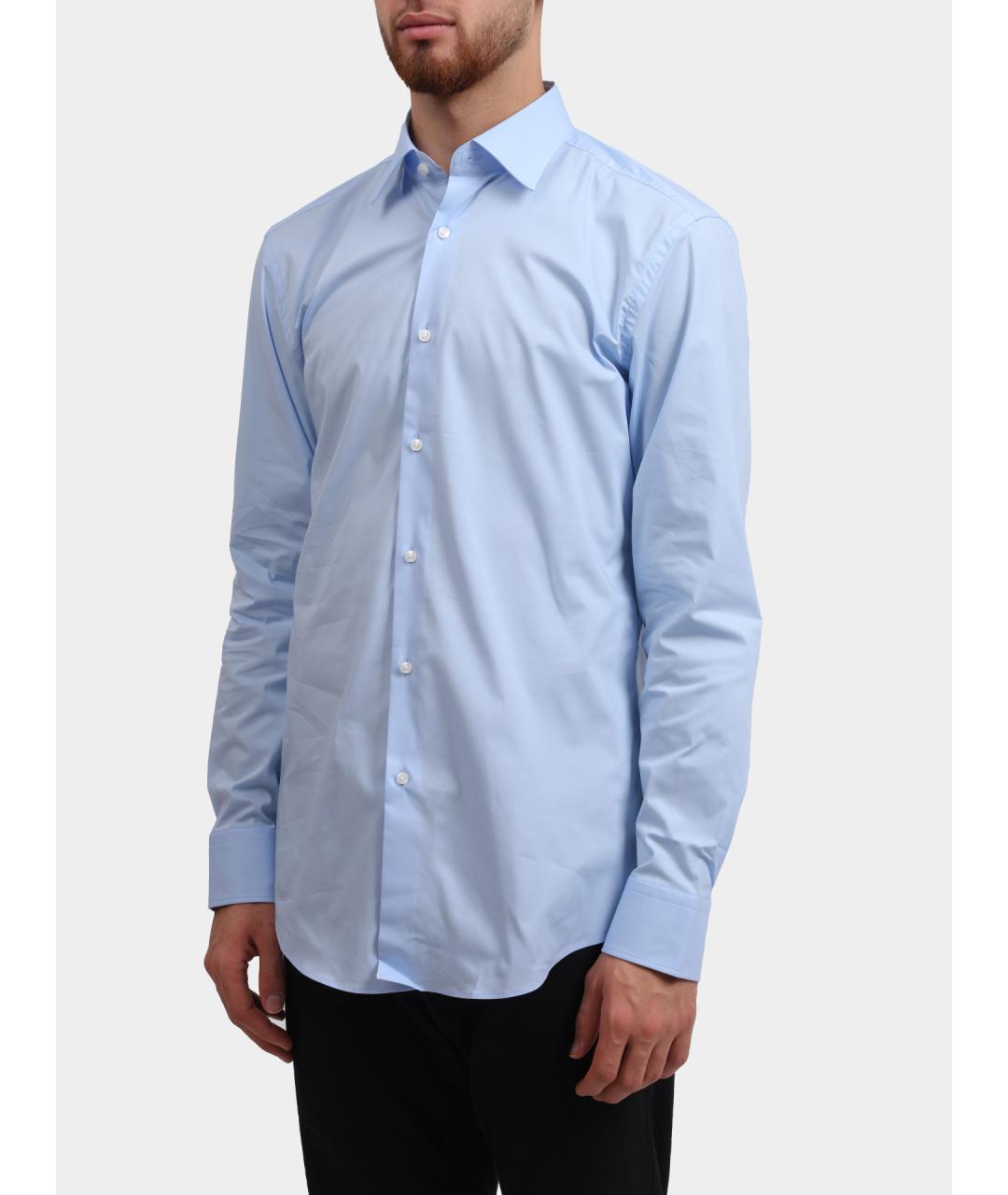 HUGO BOSS Голубая хлопковая кэжуал рубашка, фото 3