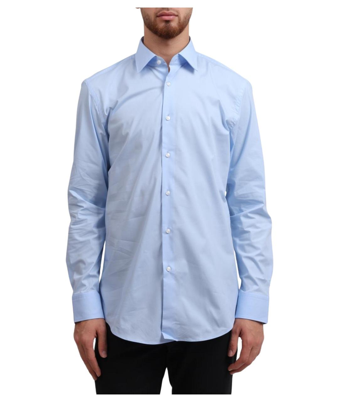 HUGO BOSS Голубая хлопковая кэжуал рубашка, фото 1