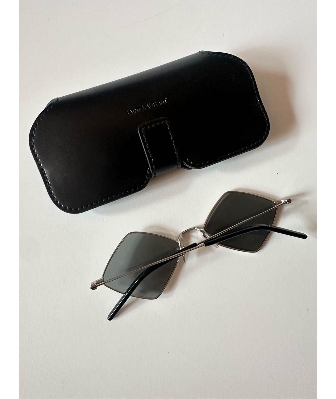 SAINT LAURENT Серебряные металлические солнцезащитные очки, фото 3