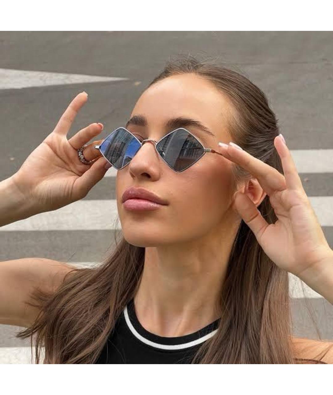 SAINT LAURENT Серебряные металлические солнцезащитные очки, фото 7