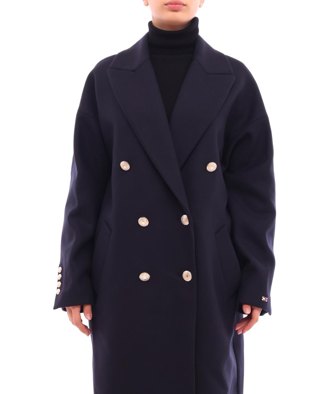 TOMMY HILFIGER Темно-синее шерстяное пальто, фото 2