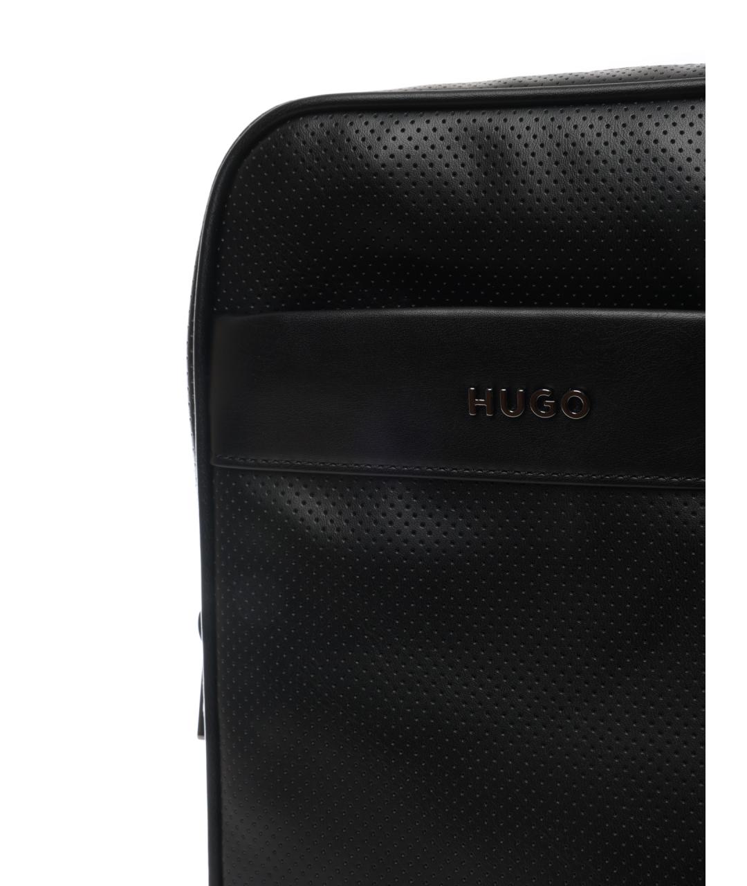 HUGO Черная сумка на плечо из искусственной кожи, фото 4