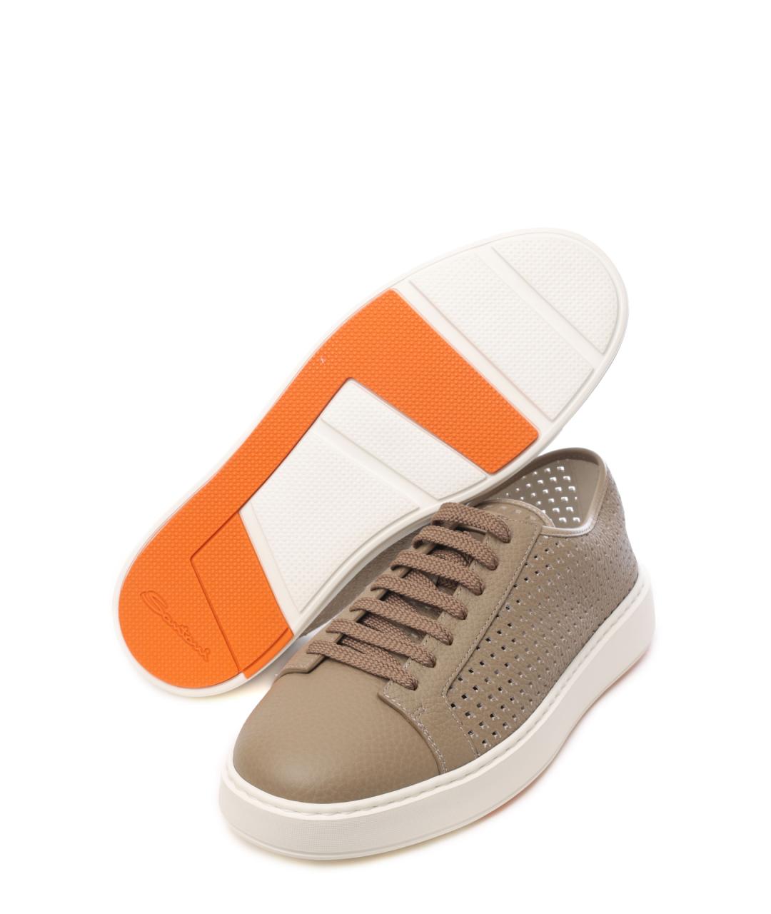 SANTONI Бежевые низкие кроссовки / кеды, фото 4
