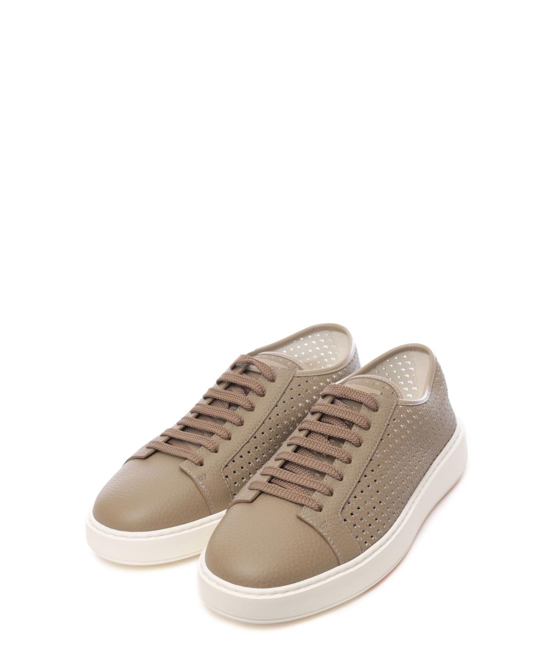 SANTONI Бежевые низкие кроссовки / кеды, фото 2